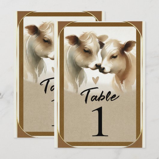 Numéro de table de mariage de campagne de crème ma (Devant / Derrière)