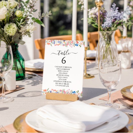 Numéro de table de mariage de fleurs sauvages fant