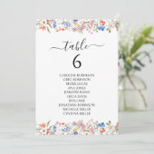 Numéro de table de mariage de fleurs sauvages fant (Debout devant)