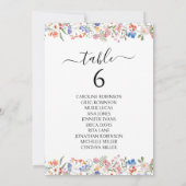 Numéro de table de mariage de fleurs sauvages fant (Dos)