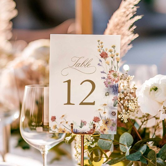 Numéro de table de mariage de jardin de fleurs sau