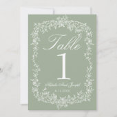 Numéro de table de mariage de jardin vert floral s (Devant)