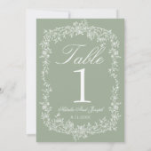 Numéro de table de mariage de jardin vert floral s (Dos)