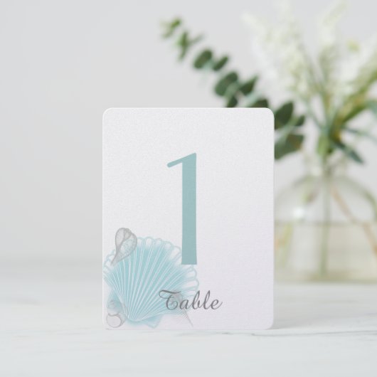Numéro de table de mariage de la plage Coquillage (Debout devant)