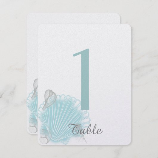 Numéro de table de mariage de la plage Coquillage  (Devant / Derrière)