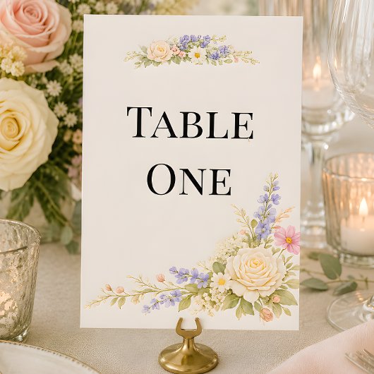 Numéro de table de mariage de luxe dans une prairi