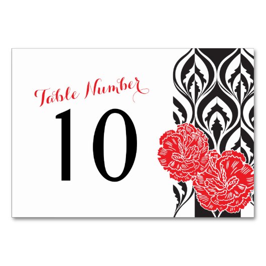 Numéro de table de mariage de luxe rouge carnation (Dos)