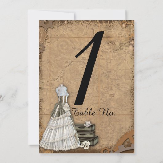 Numéro de table de mariage de mariée Steampunk vin (Dos)
