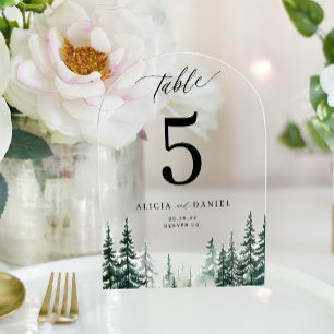 Numéro de table de mariage de montagne de pin d'hi