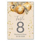 Numéro de table de mariage de Noël beige or (Dos)
