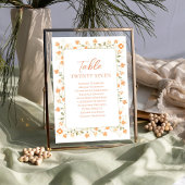 Numéro de table de Mariage de pêche Floral personn