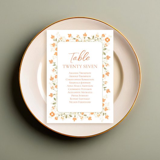 Numéro de table de Mariage de pêche Floral personn
