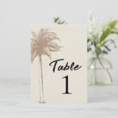 Numéro de table de mariage de plage avec palmiers  (Debout devant)