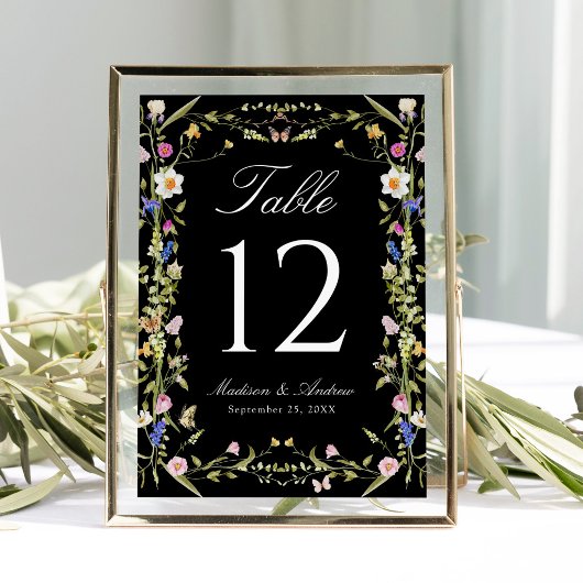 Numéro de table de mariage de prairie de fleurs sa