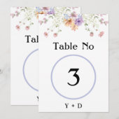 Numéro de table de mariage de printemps aux fleurs (Devant / Derrière)
