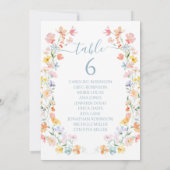 Numéro de table de mariage de printemps aux fleurs (Dos)