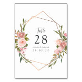 Numéro de table de mariage de roses roses blush gé (Dos)