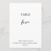 Numéro de table de mariage de saint catholique (Dos)