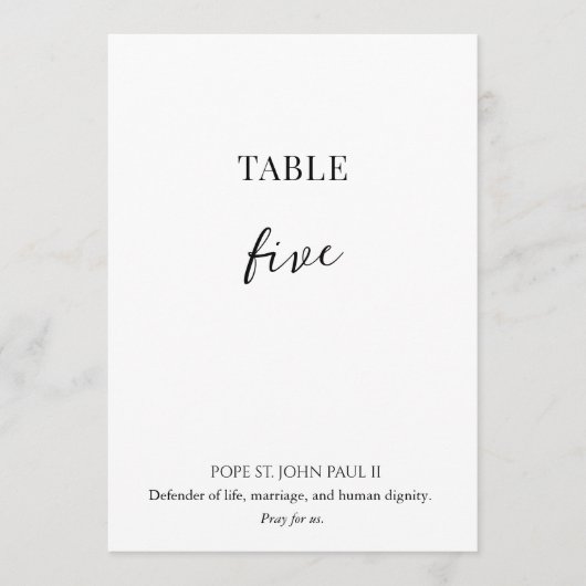 Numéro de table de mariage de saint catholique (Devant)