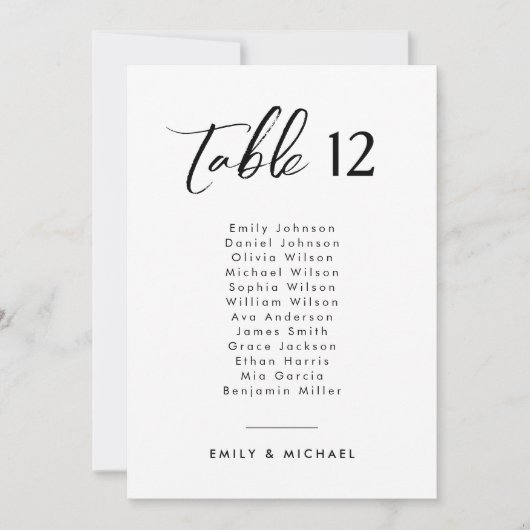 Numéro de table de Mariage de script élégant avec  (Devant)