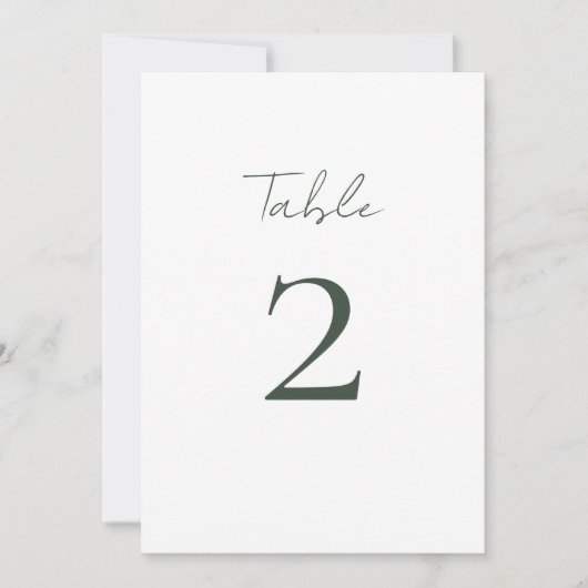 Numéro de table de Mariage de script minimal chic (Devant)