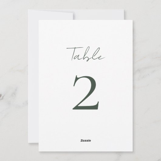 Numéro de table de Mariage de script minimal chic (Dos)