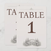 Numéro de table de mariage de villa italienne élég (Devant / Derrière)