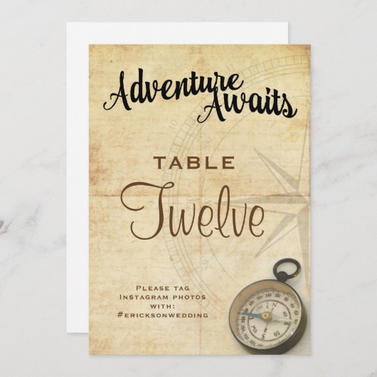 Numéro de table de mariage de voyage d'aventure vi (Devant / Derrière)