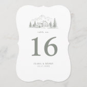 Numéro de table de mariage découpé en pin sauge (Devant)