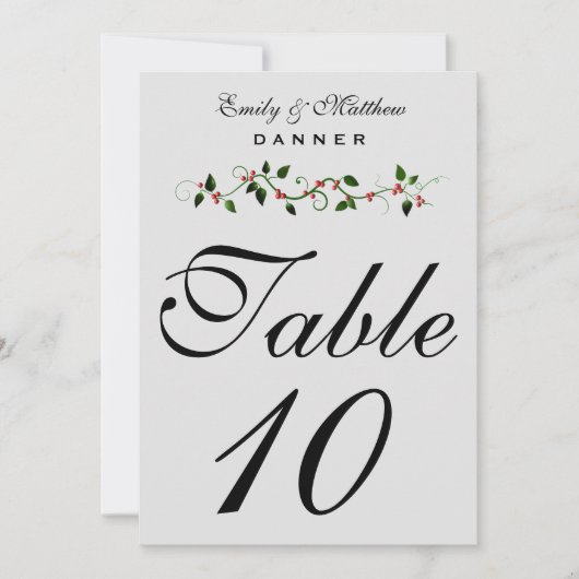 Numéro de table de mariage des Fêtes de décembre 5 (Devant)