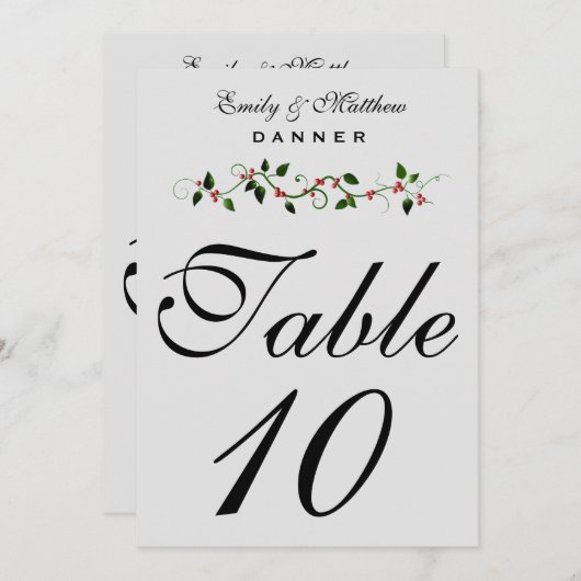 Numéro de table de mariage des Fêtes de décembre 5 (Devant / Derrière)