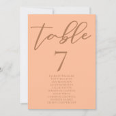 Numéro de table de mariage d'été à la pêche douce  (Devant)