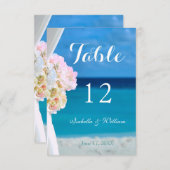 Numéro de table de mariage d'été à Ocean Beach (Devant / Derrière)