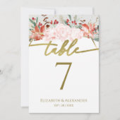 Numéro de table de mariage d'hiver aquarelle dorée (Devant)