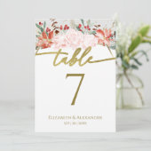 Numéro de table de mariage d'hiver aquarelle dorée (Debout devant)