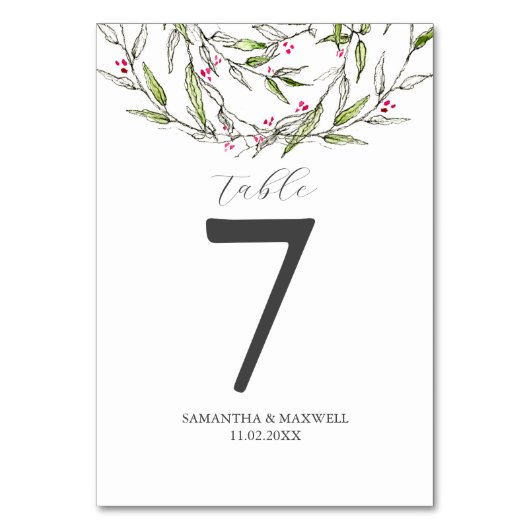 Numéro de table de mariage d'hiver Botaniques rust (Dos)