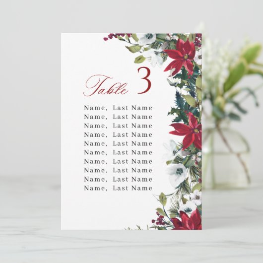 Numéro de table de mariage d'hiver Cartes de table (Debout devant)