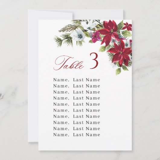 Numéro de table de mariage d'hiver Cartes de table (Dos)