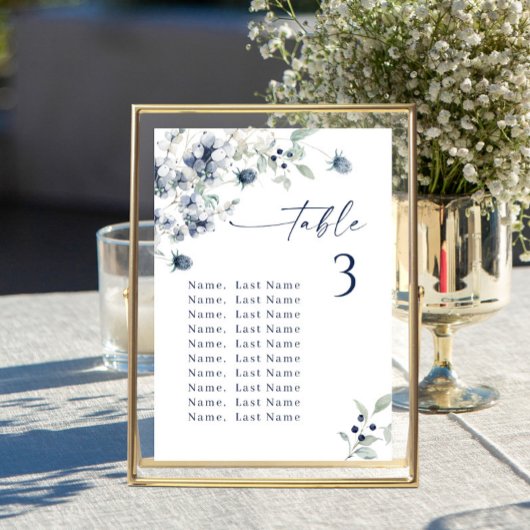 Numéro de table de mariage d'hiver Cartes de table