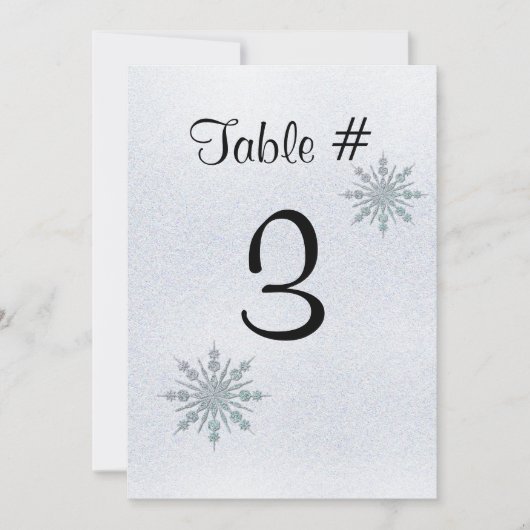 Numéro de table de mariage d'hiver en flocons de n (Devant)