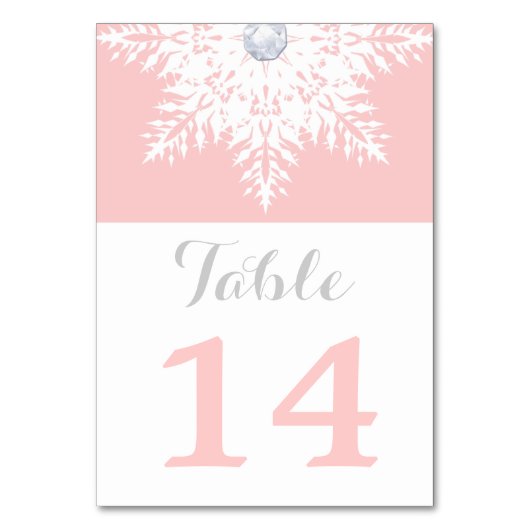 Numéro de table de mariage d'hiver rose Snowflake (Dos)