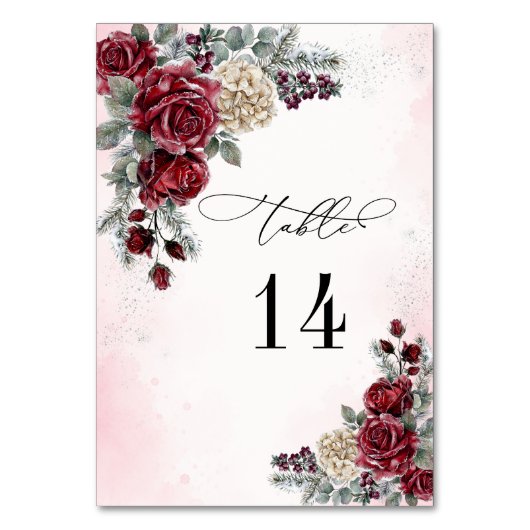 Numéro de table de mariage d'hiver Roses Gelées (Par défaut)