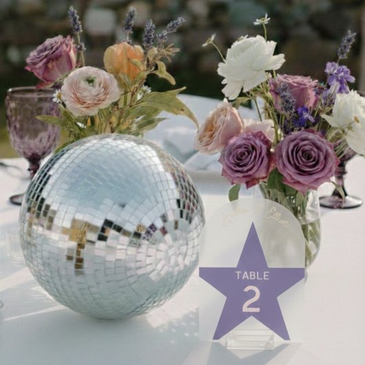 Numéro de table de mariage disco pastel rétro 