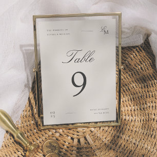 Numéro de table de mariage éditorial ivoire minima