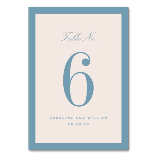 Numéro de table de mariage Élégance Classique Bleu (Par défaut)