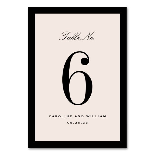 Numéro de table de mariage élégance classique noir (Par défaut)
