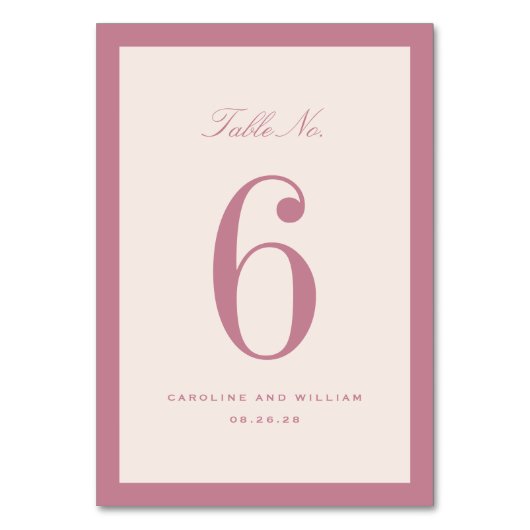Numéro de table de mariage Élégance Classique Rose (Par défaut)