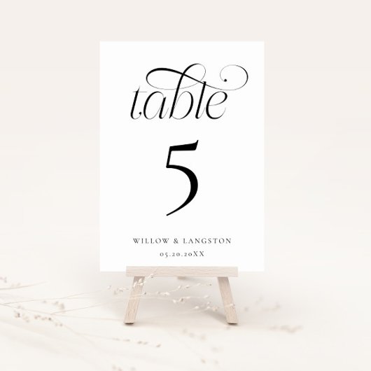 Numéro de table de mariage élégant