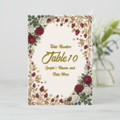 Numéro de table de mariage élégant à fleurs de ros (Debout devant)