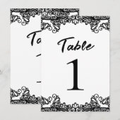 Numéro de table de mariage élégant à rayures noir (Devant / Derrière)